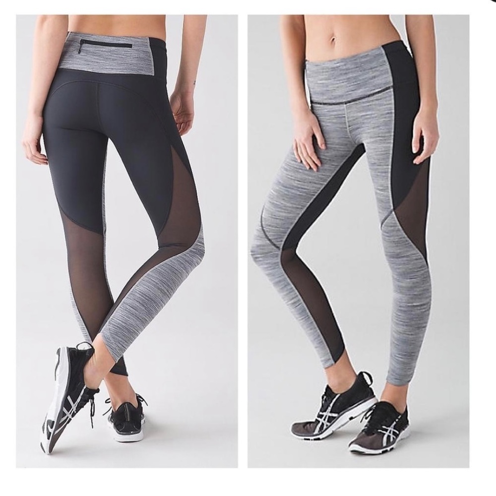 Lululemon Black/ Grey Run with The Sun Tights Activewear Bottoms Size 2